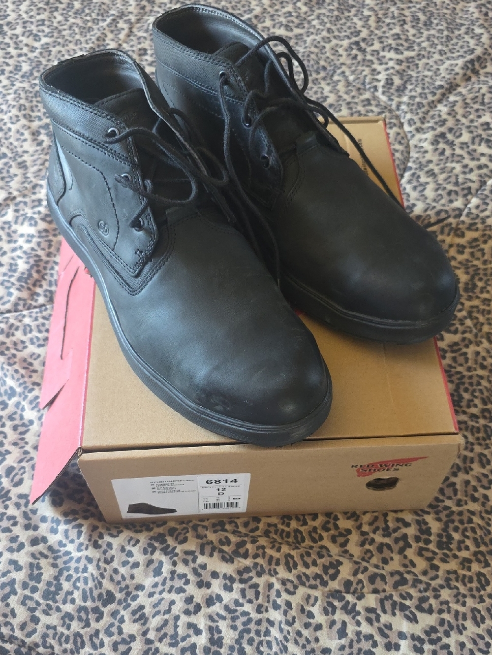 Black Men's Lace-Up Leather Work Boots